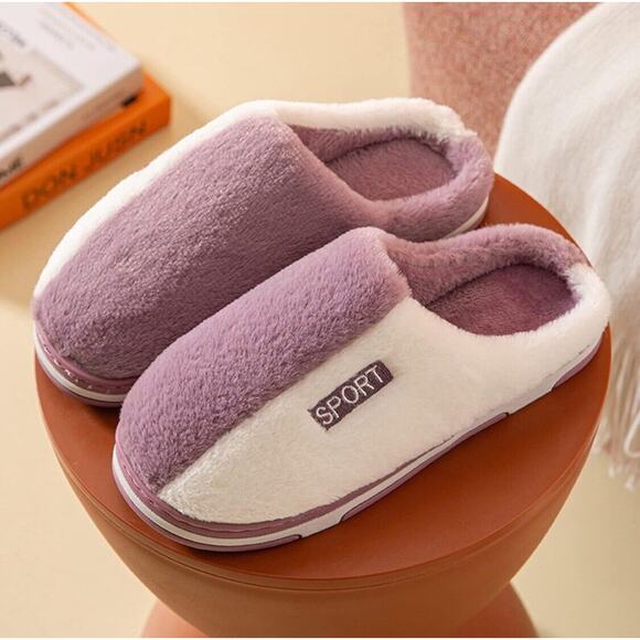 Fuzzy House Slippers Colorblock Women Size 6 - Picture 1 of 6